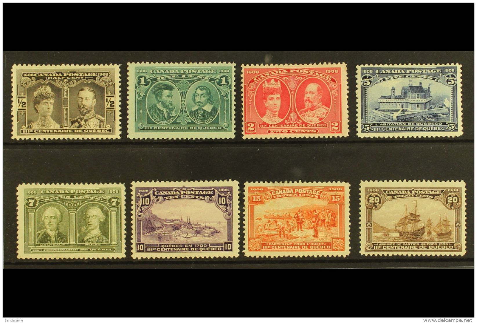 1908 Quebec Tercentenary Complete Set, SG 188/95, Mint, 15c With Small Greasy Spot At Top, Fresh Colours, Cat... - Altri & Non Classificati