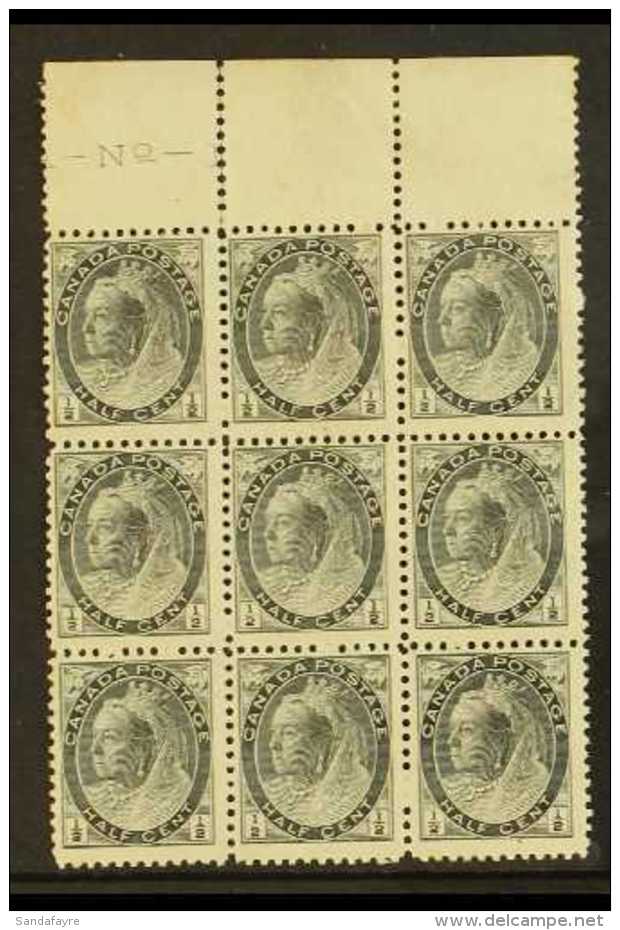 1898-1902 &frac12;c Black, SG 150, Marginal Block Of 9, Mint With Gum Faults, Nice QV Multiple Nevertheless (9... - Autres & Non Classés