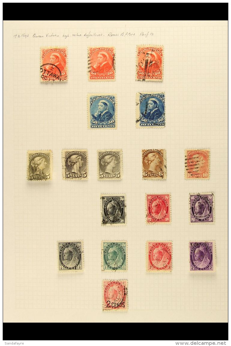 1859-1898 USED QUEEN VICTORIA ACCUMULATION Presented On Album Pages. Includes 1859 1c Red X4 (one With Lovely ABN... - Autres & Non Classés