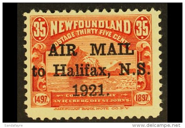 1921 35c Red, "AIR MAIL To Halifax, N.S. 1921" Overprint With 2.75mm Between "AIR" And "MAIL" SG 148, Fine Mint.... - Altri & Non Classificati