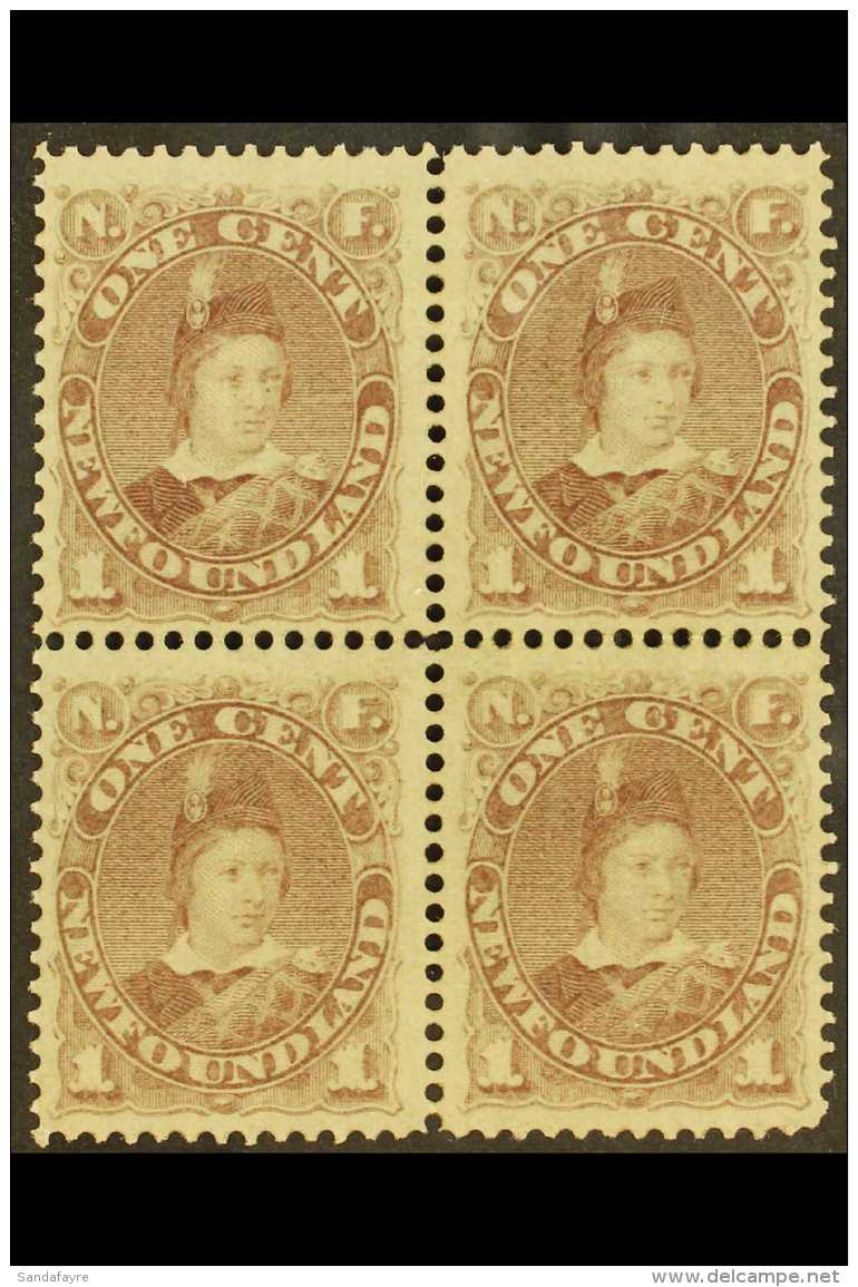 1880 - 82 1c Dull Grey Brown, Prince Of Wales, SG 44, Superb Mint Block Of 4, Large Part Og. For More Images,... - Autres & Non Classés