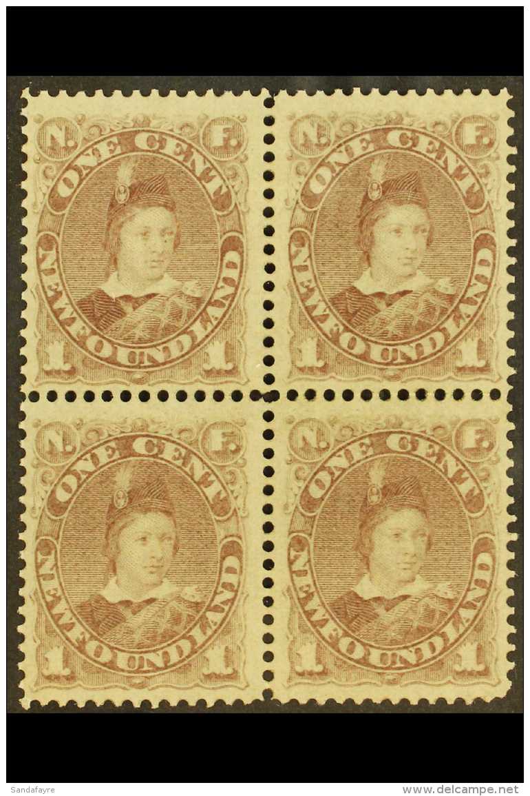 1880 - 82 1c Dull Grey Brown, Prince Of Wales, SG 44, Superb Mint Block Of 4, Large Part Og. For More Images,... - Altri & Non Classificati