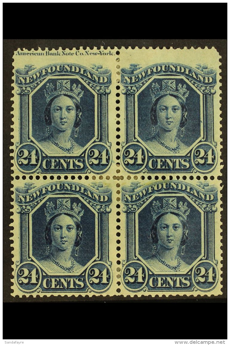 1865 24c Blue, SG 30, Superb Mint Block Of 4 Showing Imprint In Top Left Margin. For More Images, Please Visit... - Autres & Non Classés