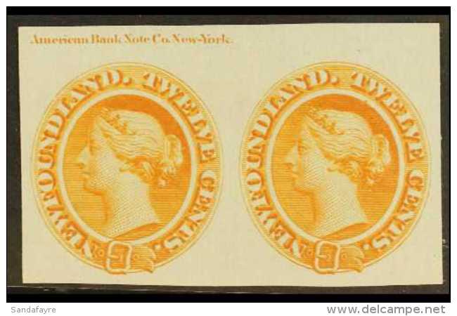 1865 12c Chestnut, As SG 28, Die Proof In Orange On Card, With ABN Imprint, Uni 28TC, Horizontal Pair, Very Fine... - Autres & Non Classés