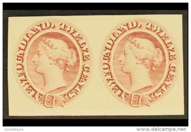 1865 12c Chestnut, As SG 28, Die Proof In Reddish Brown On Card, Uni 28Pi, Horizontal Pair, Very Fine And Fresh.... - Autres & Non Classés
