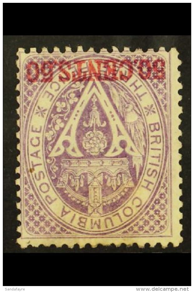 1868 50c Mauve Perf 14 With WATERMARK INVERTED, SG 32w, Mint No Gum, Light Staining From Old Hinge. Attractive And... - Altri & Non Classificati