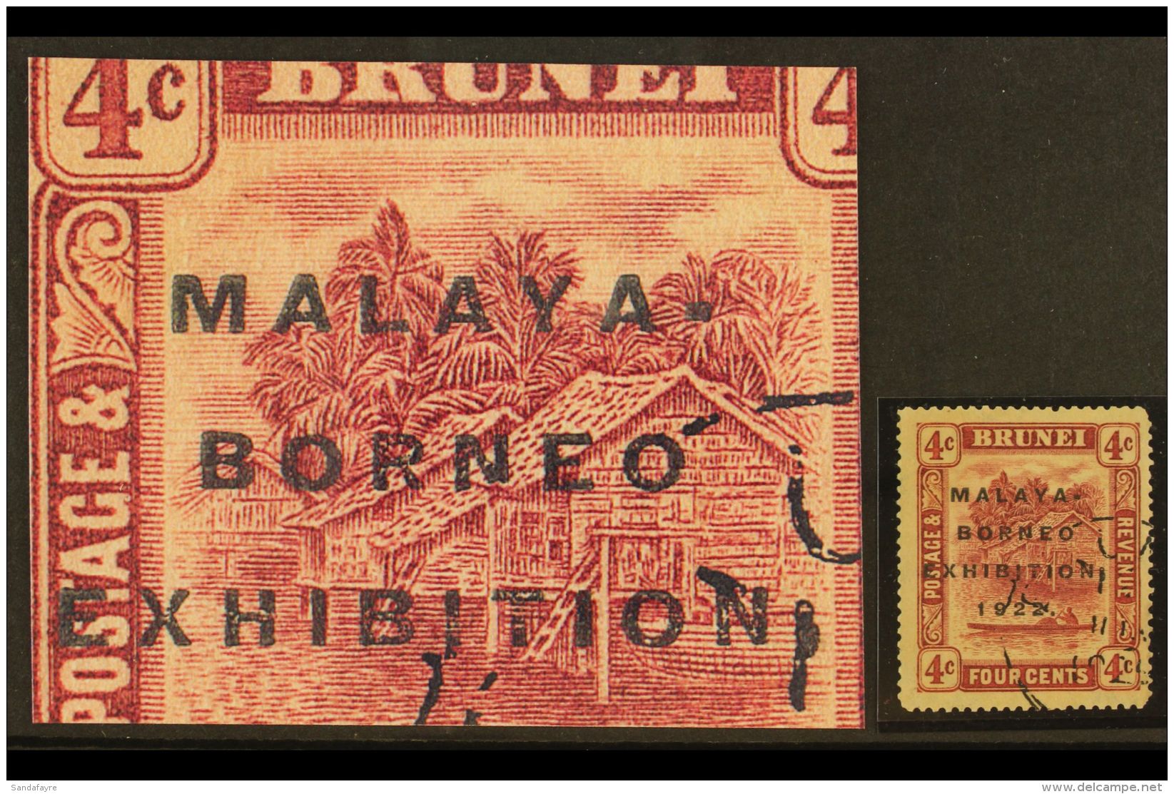 1922 4c Claret Malaya-Borneo Exhibition With Broken "N" Variety, SG 54c, Fine Used. For More Images, Please Visit... - Brunei (...-1984)