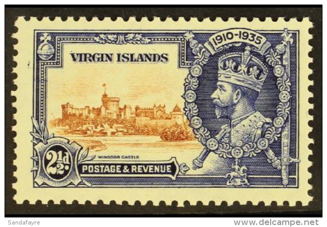 1935 2&frac12;d Brown And Deep Blue Silver Jubilee, Variety "Kite And Horizontal Log", SG 104l, Very Fine Never... - British Virgin Islands