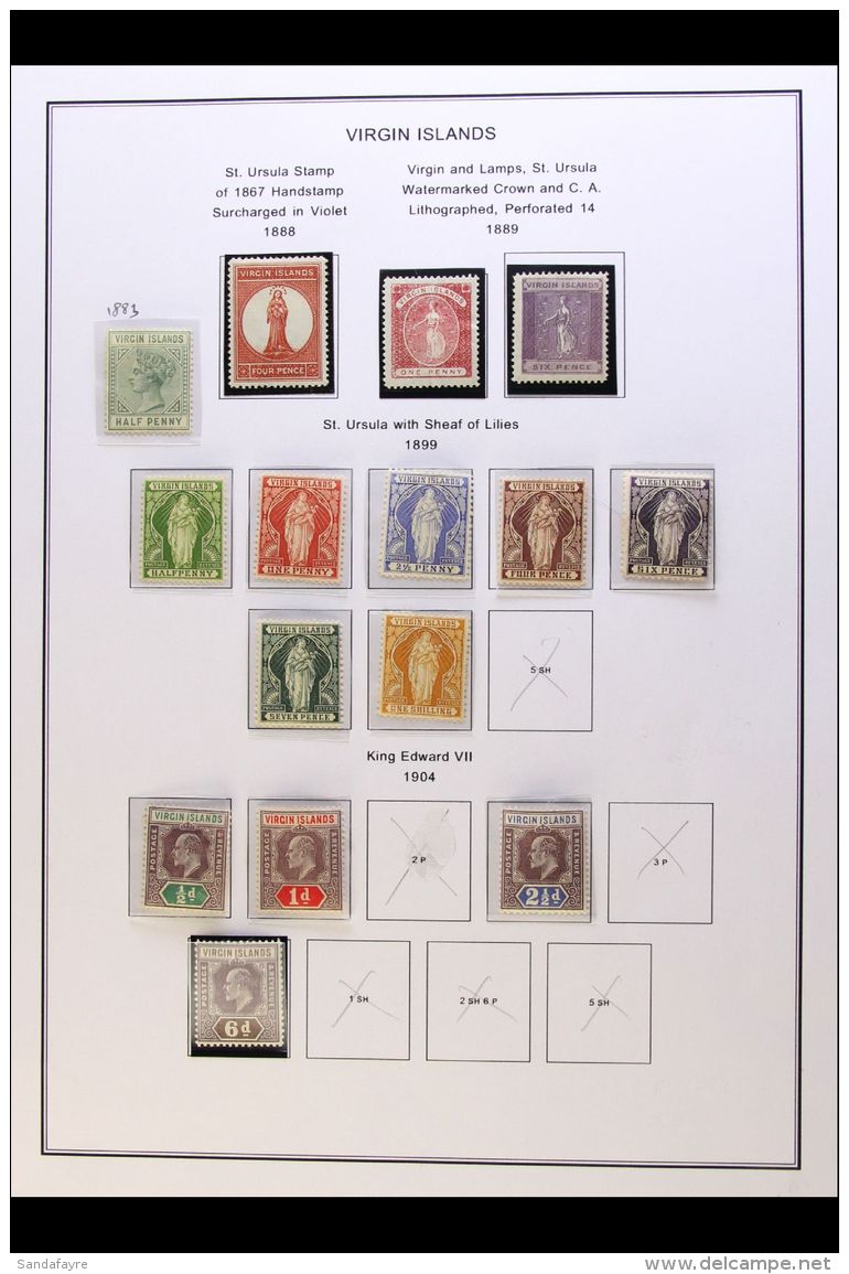1883-1951 FINE MINT COLLECTION In Hingeless Mounts On Leaves, ALL DIFFERENT, Inc 1887-89 To 4d &amp; 6d, 1899 Set... - British Virgin Islands