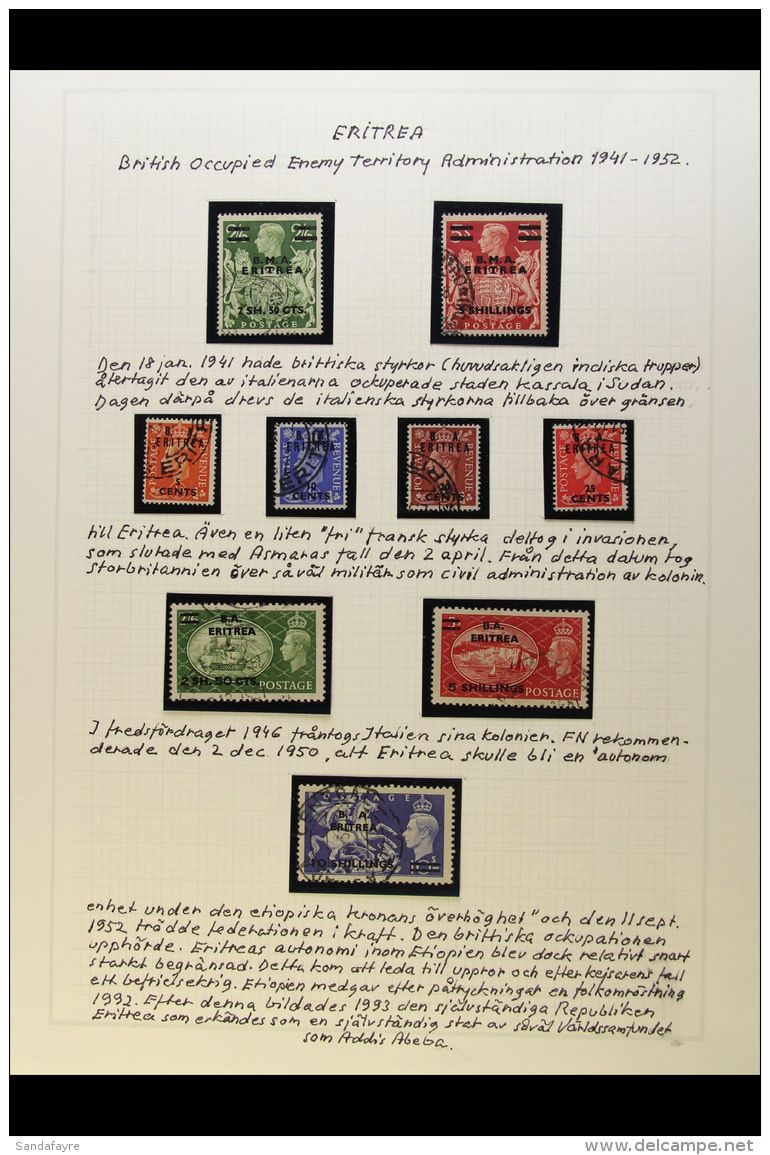 1943-1951 SMALL HIGH QUALITY COLLECTION With ERITREA 1948 2s50 On 2s6d And 5s On 5s Used, 1951 Complete Set Used;... - Africa Orientale Italiana