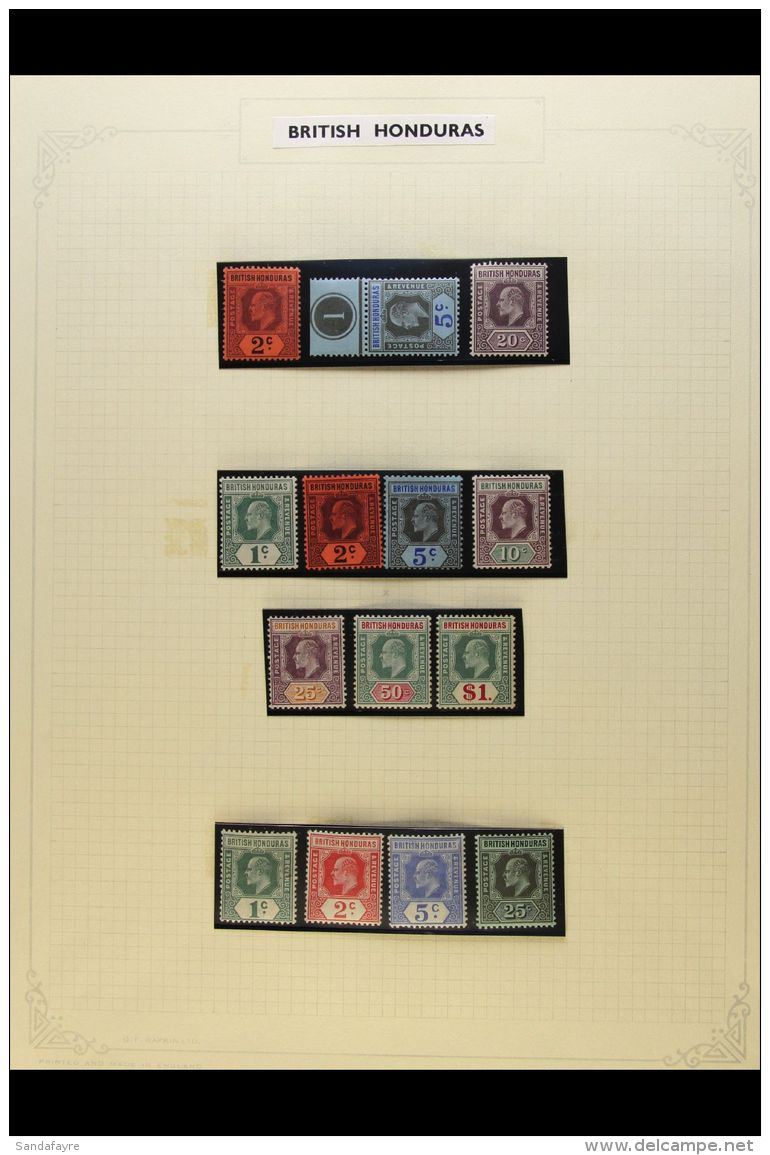 1902-1951 COMPREHENSIVE FINE MINT COLLECTION In Hingeless Mounts On Leaves, ALL DIFFERENT, Inc 1902-04 Set (ex... - Honduras Britannique (...-1970)