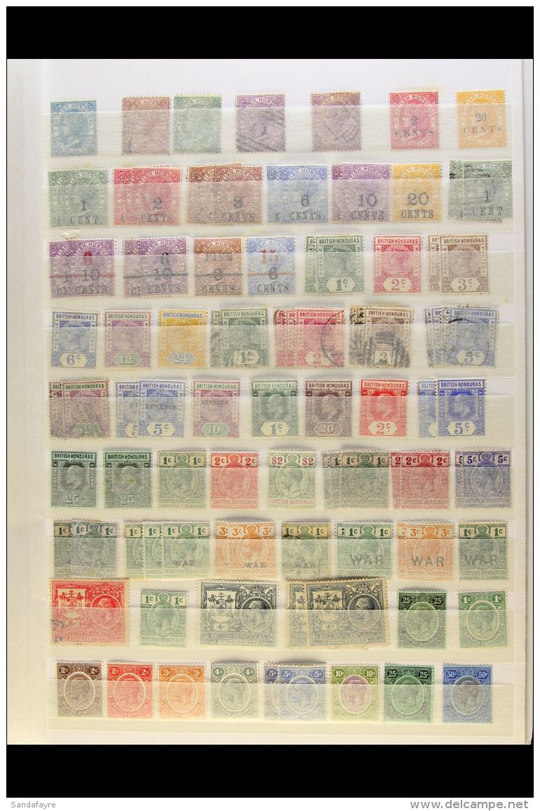 1865-1953 OLD RANGES On Stock Pages, Mint &amp; Used, Inc 1865 1d Unused, 1872-79 Perf 12&frac12; 3d &amp; 1s... - Honduras Britannique (...-1970)
