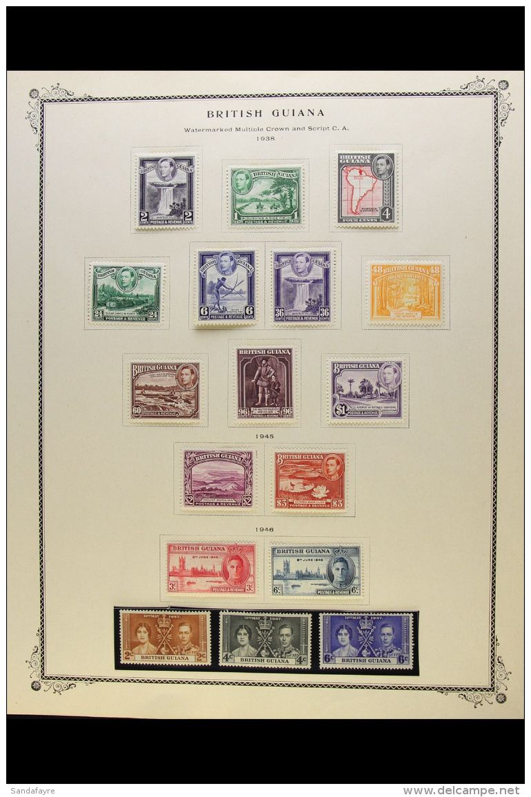 1937-52 COMPLETE KGVI Very Fine Mint Collection Inc Dues Presented On A Trio Of Printed Album Pages. SG 305/329... - Guyana Britannica (...-1966)