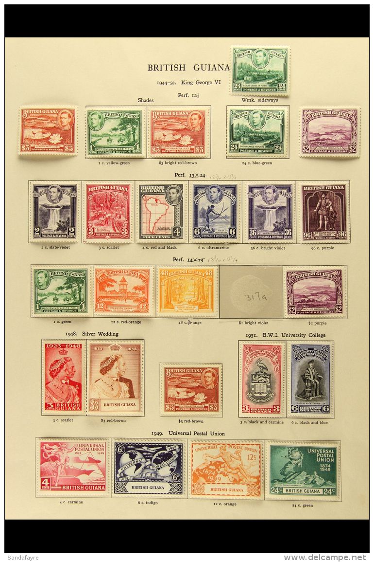 1937 - 1952 COMPREHENSIVE MINT COLLECTION Very Fine And Fresh Mint Collection With Shades And Perfs Including... - Guyane Britannique (...-1966)