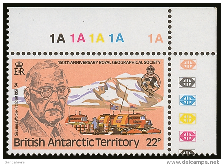 1980 22p Geographical Society With "Wmk Crown To Right Of CA" Variety, SG  97w, Never Hinged Mint Corner Marginal.... - Autres & Non Classés