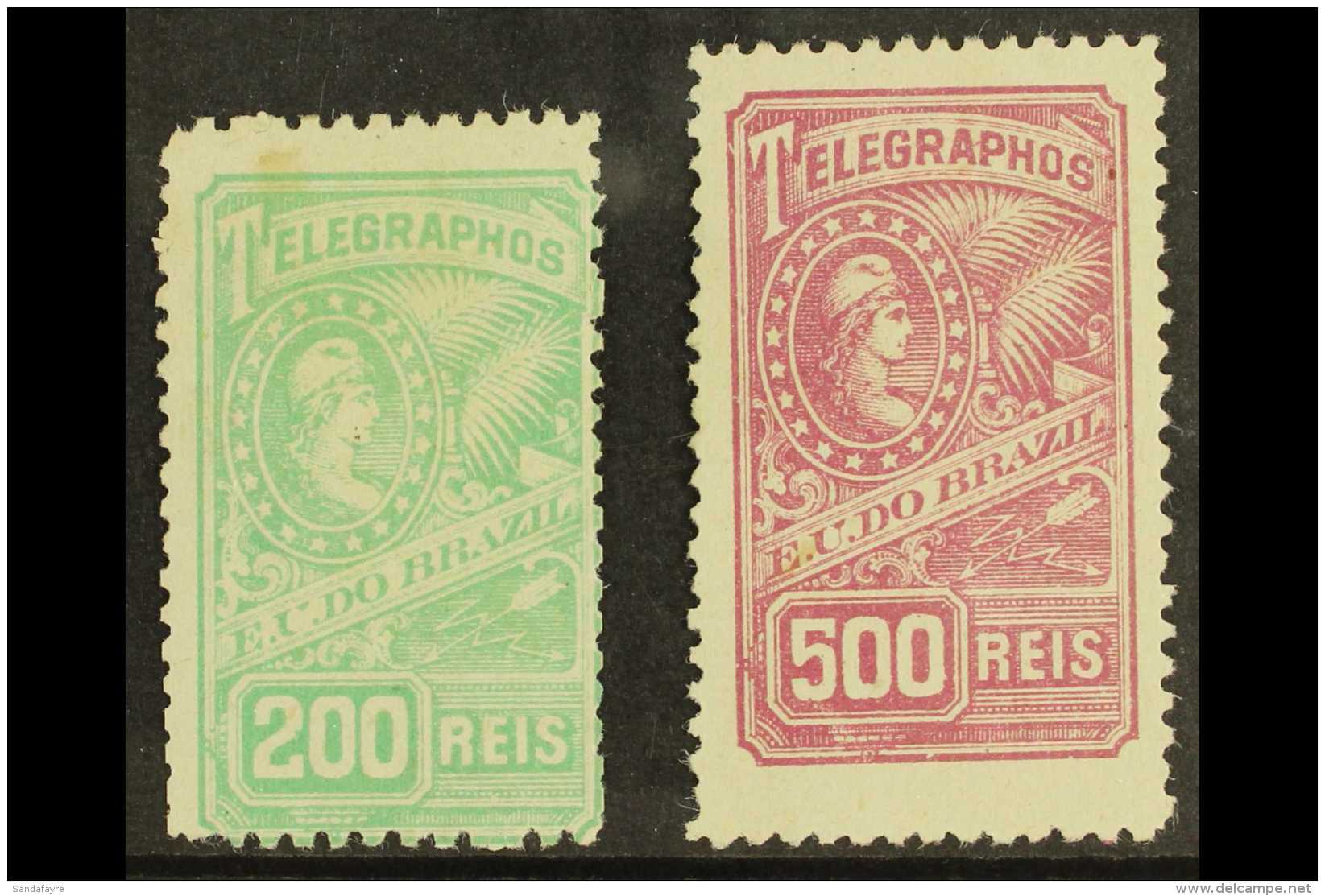 TELEGRAPHS 1899 200r Green And 500r Lilac, Yv 8/9, Very Fine And Fresh Mint. (2 Stamps) For More Images, Please... - Altri & Non Classificati
