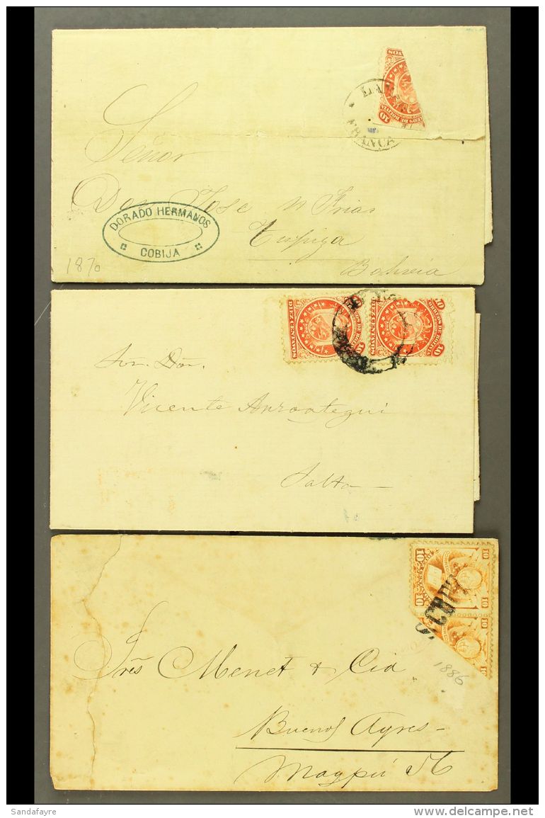 1870-1886 COVERS. Includes 1870 Entire Letter To Cobija Bearing 1868-69 10c Faked Bisect (originally Complete... - Bolivie