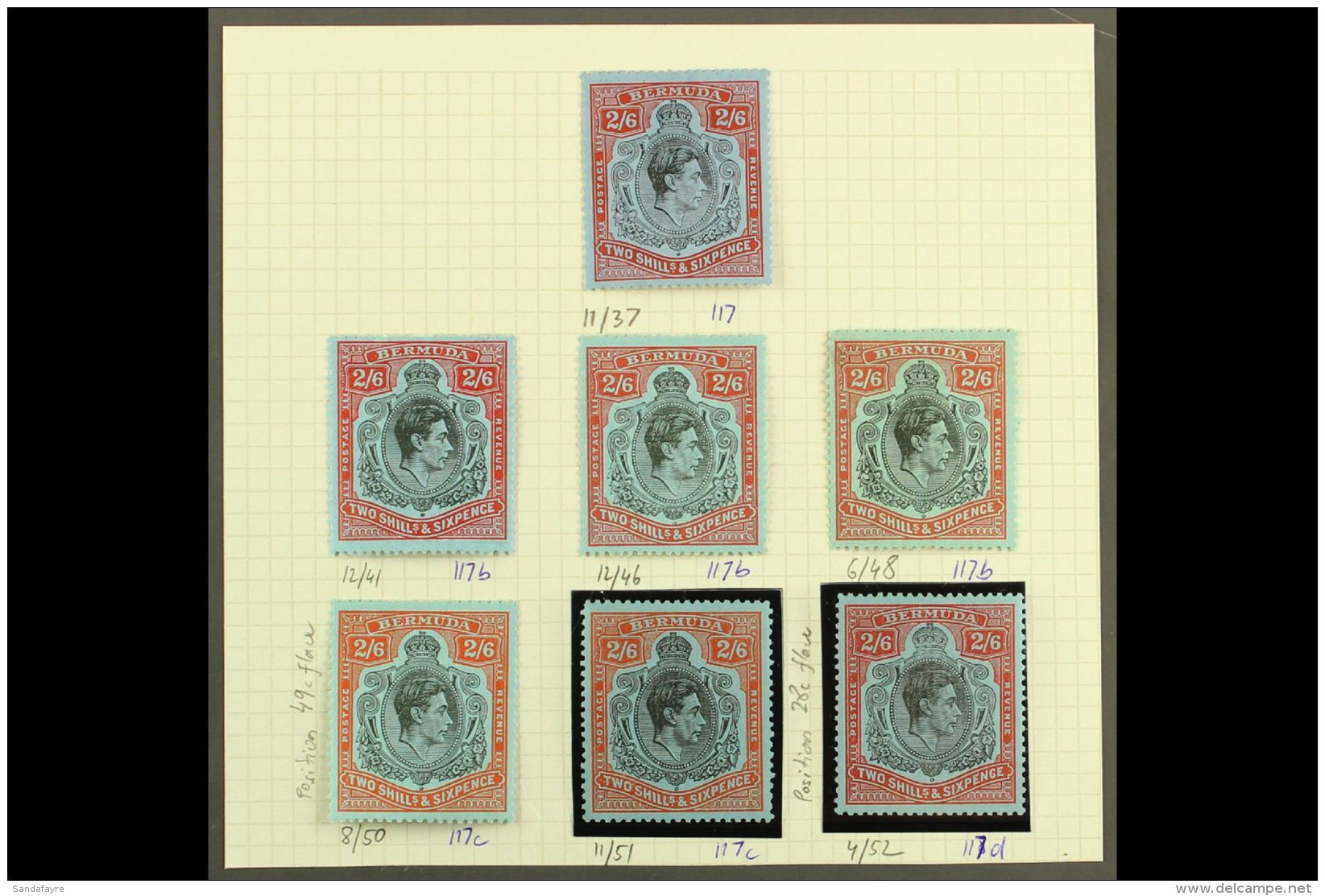 1938-52 KING GEORGE VI 2s6d KEY TYPES A Very Fine Mint Group With Identified Printings, Includes The Original 1938... - Bermuda
