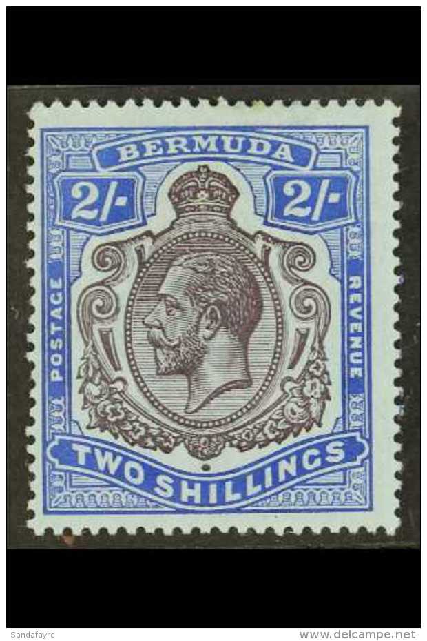 1918-22 2s Purple &amp; Blue Key Type Showing An Early Stage Of BROKEN CROWN AND SCROLL Variety, SG 51bb, Fine... - Bermudes