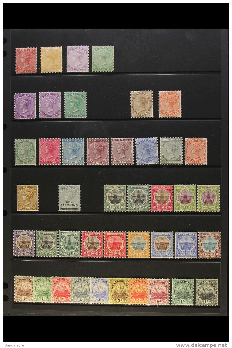 1865-1936 ATTRACTIVE MINT COLLECTION Includes 1865-1903 (perf 14) 1d Rose-red (blunt Corner), 3d Yellow-buff, 6d... - Bermuda