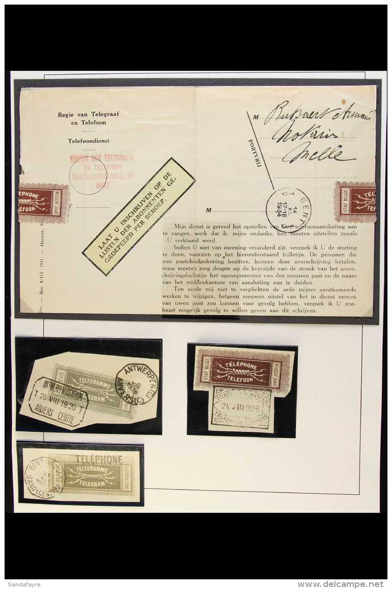 TELEGRAMS &amp; TELEGRAM STAMPS. 1892-1934 Used Group In Hingeless Mounts On Leaves, Inc Two Telegram Labels (one... - Autres & Non Classés