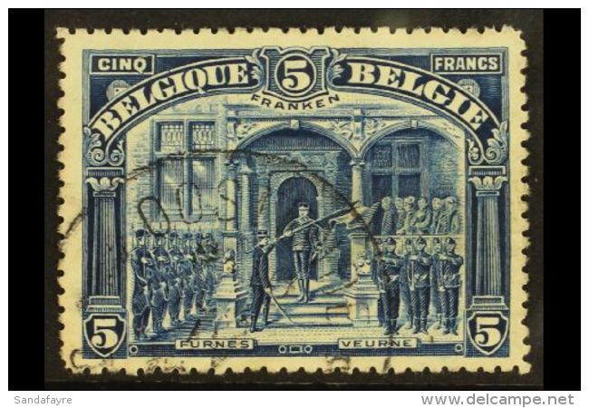 1915 - 22 5fr Blue Inscribed "Franken", SG 193, Very Fine Used, Well Centered For This. For More Images, Please... - Andere & Zonder Classificatie