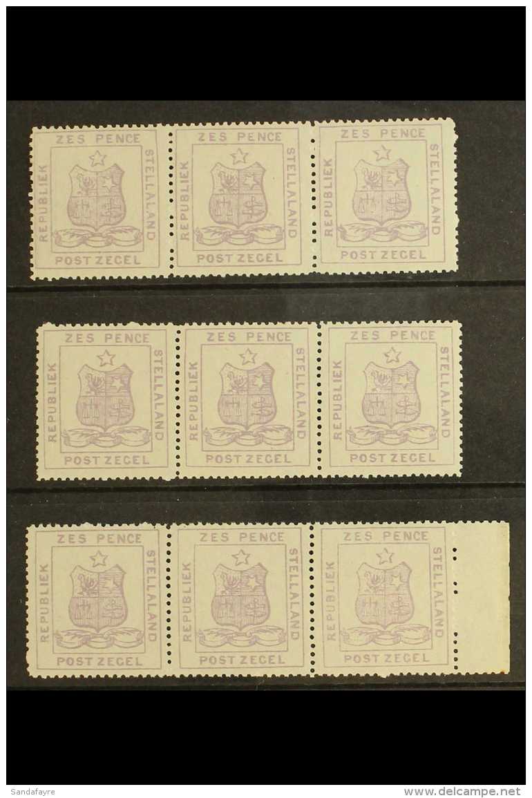 STELLALAND 1884 6d Lilac-mauve ALL NINE DIFFERENT TYPES, SG 4, Fine Never Hinged Mint Three Horizontal Strips Of... - Altri & Non Classificati