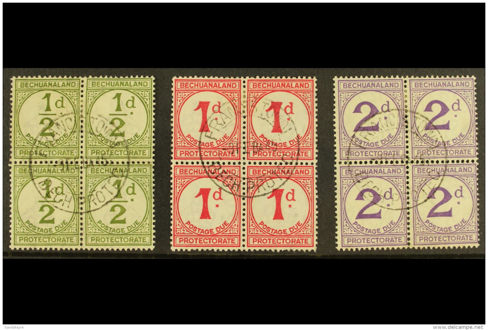 POSTAGE DUES 1932 USED BLOCKS OF FOUR Set On Ordinary Paper, SG D4, D5 And D6, Each Block Bearing Clear 9 Feb 45... - Altri & Non Classificati