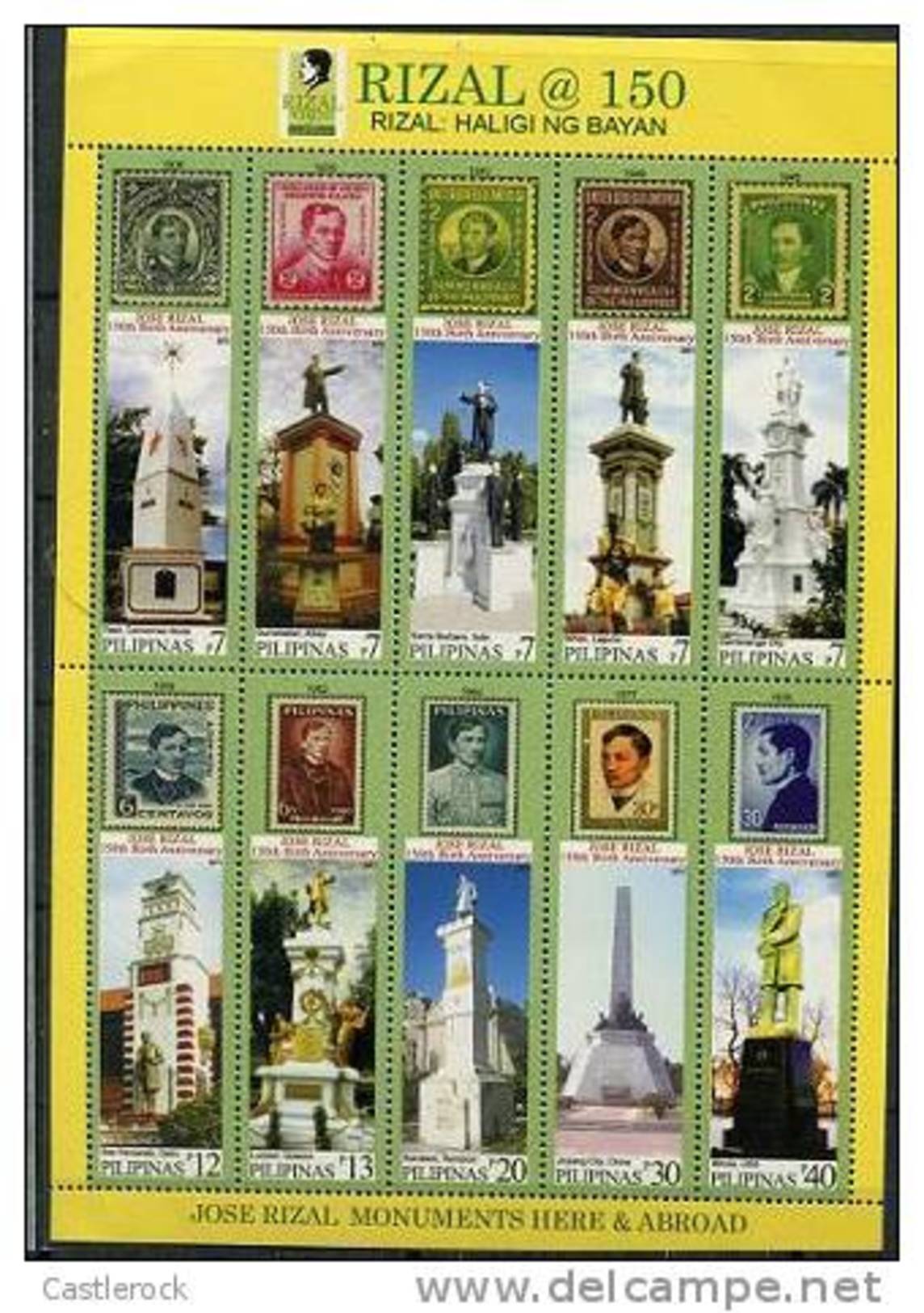 RO)2011 PHILLIPINES,JOSE RIZA, MONUMENTS HERE Y ABROAD,TWO SE TENANT PAIRS,MNH. - Philippines