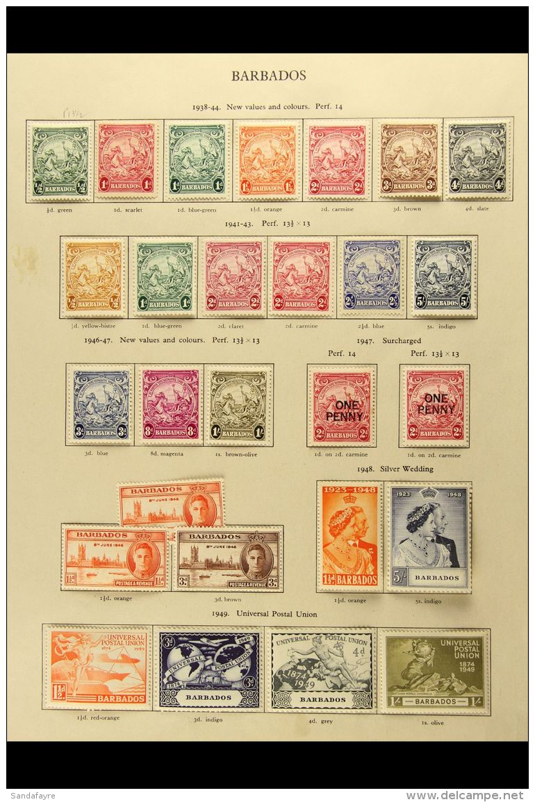 1937 - 1952 VIRTUALLY COMPLETE MINT COLLECTION Fine And Fresh Mint Collection On Printed Pages Missing Only One... - Barbades (...-1966)