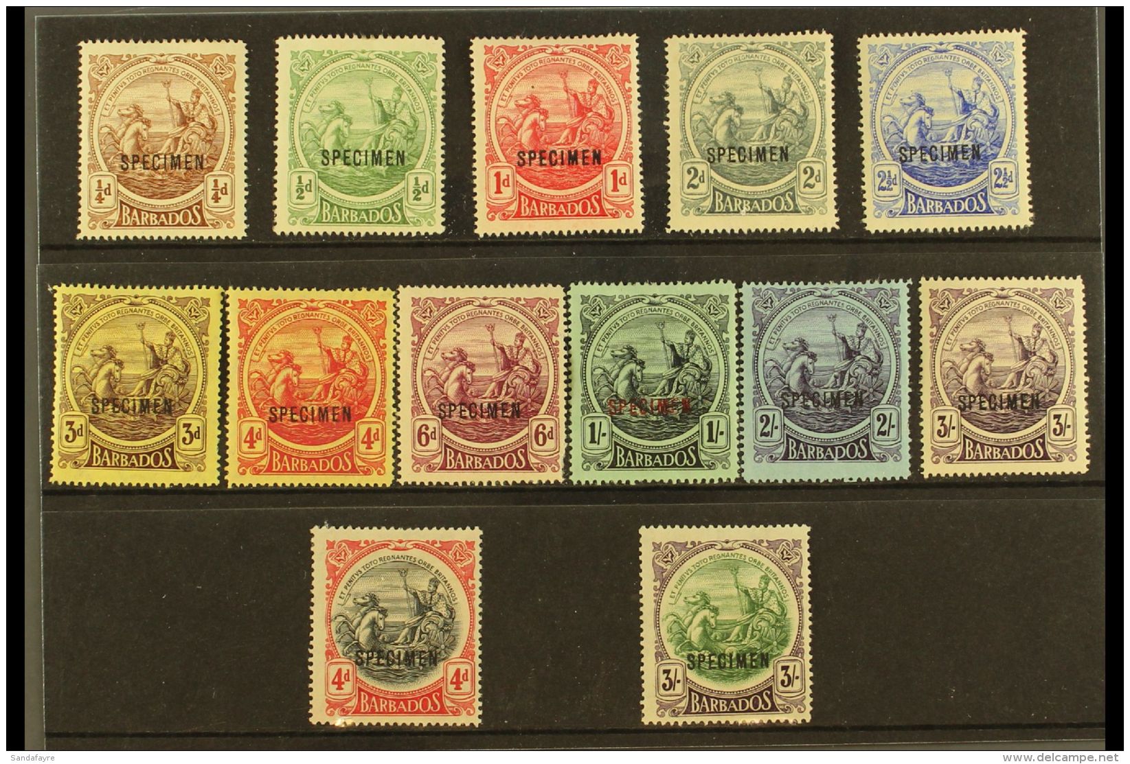 1916-20 Seal Of The Colony Set Complete Incl 1918 New Colours, Overprinted "Specimen", SG 181s/191s &amp;... - Barbades (...-1966)