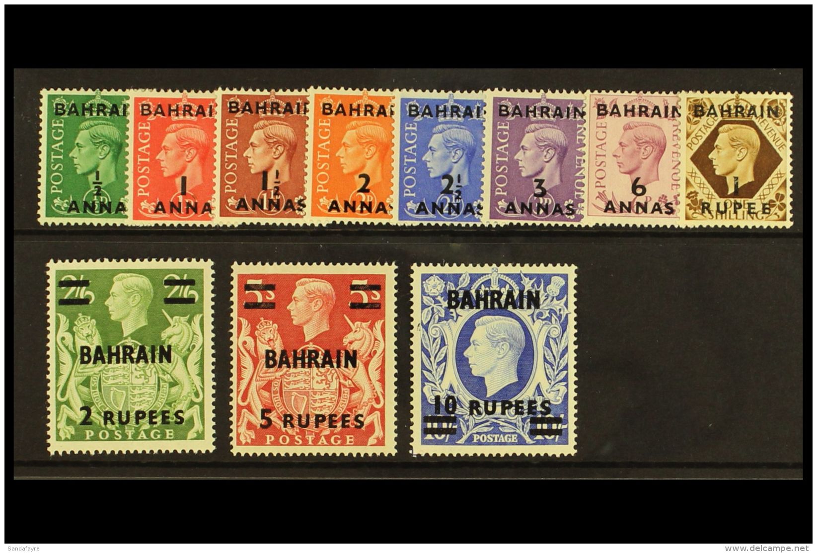 1948-49 Overprints On GB Set, SG 51/60a, Fine Mint. (11) For More Images, Please Visit... - Bahrein (...-1965)