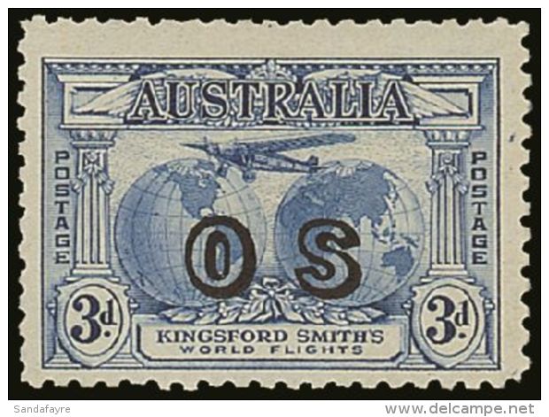 OFFICIALS 1931 3d Blue "Southern Cross" Ovptd "OS", SG O124, Fine Mint. Elusive Stamp. For More Images, Please... - Altri & Non Classificati