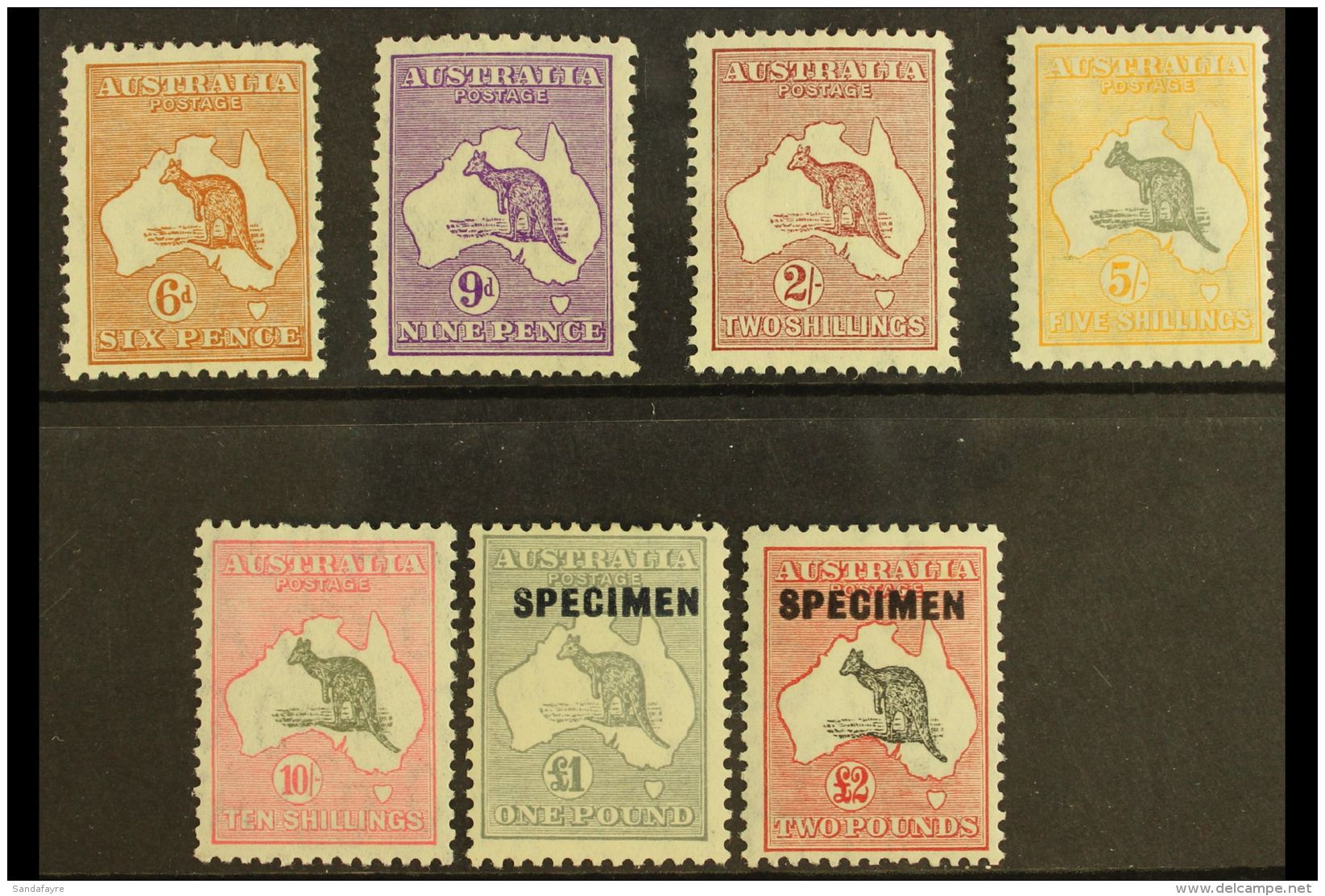 1931-36 Kangaroos Complete Set (&pound;1 &amp; &pound;2 Values Overprinted "Specimen"), SG 132/36 &amp; 137s/38s,... - Altri & Non Classificati