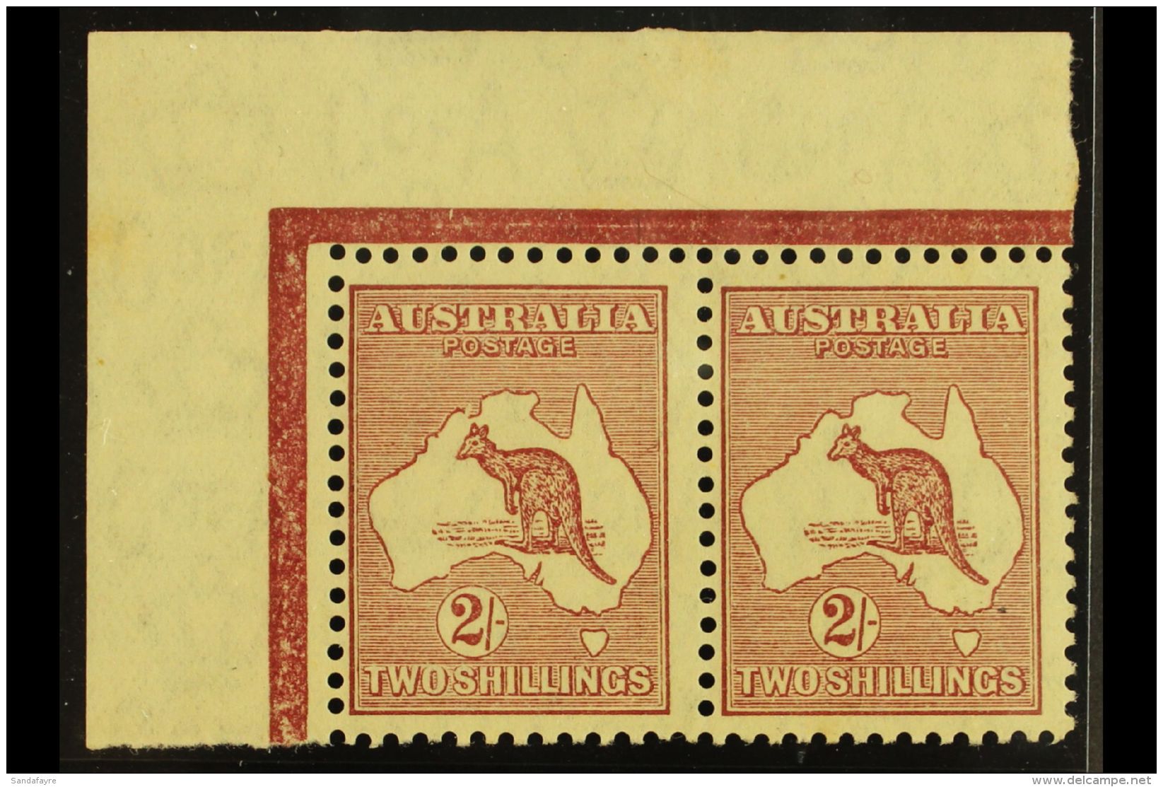 1931-36 2s Maroon Roo (SG 134), Never Hinged Mint Upper Left Corner Pair Including "Chopped Neck Kangaroo"... - Altri & Non Classificati