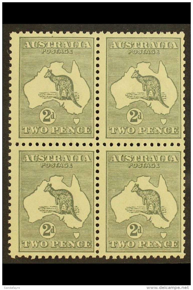 1915-27 2d Grey Roo, Third Wmk (narrow Crown), Die IIA, SG 35dba, BLOCK OF FOUR Never Hinged Mint With Light Even... - Autres & Non Classés