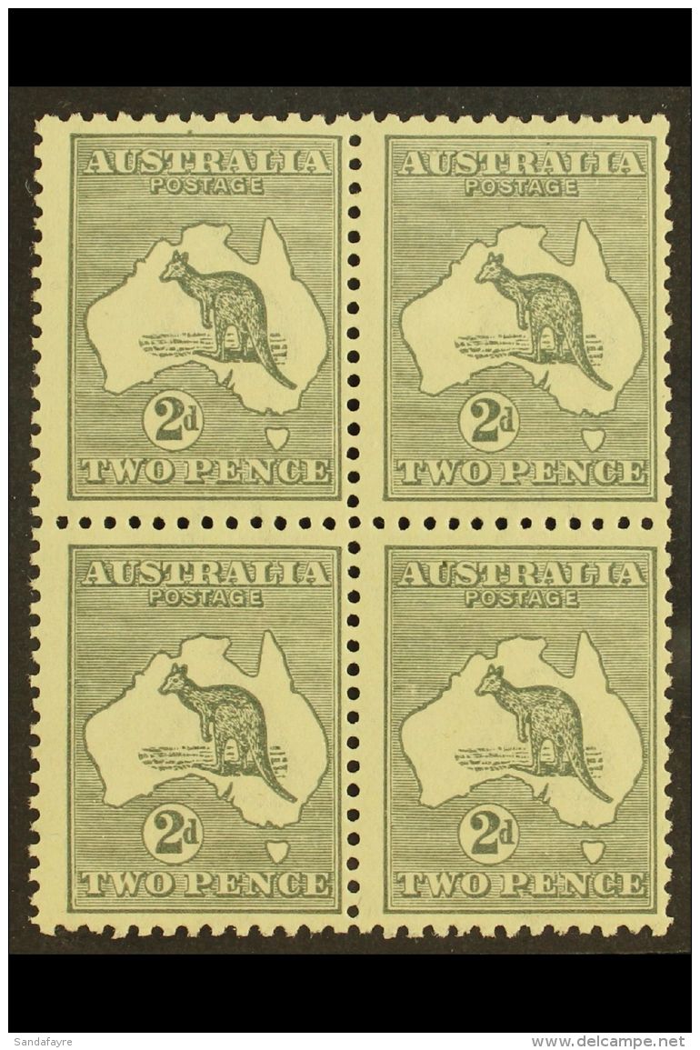 1915-27 2d Grey Roo, Third Wmk (narrow Crown), Die IIA, SG 35dba, BLOCK OF FOUR Never Hinged Mint With Light Even... - Sonstige & Ohne Zuordnung