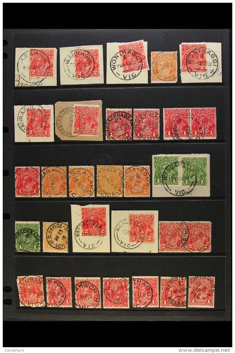 1910's-1930's VICTORIA POSTMARKS ON KGV HEAD ISSUES. An Interesting Collection Of Used Stamps Handpicked For Nice... - Autres & Non Classés