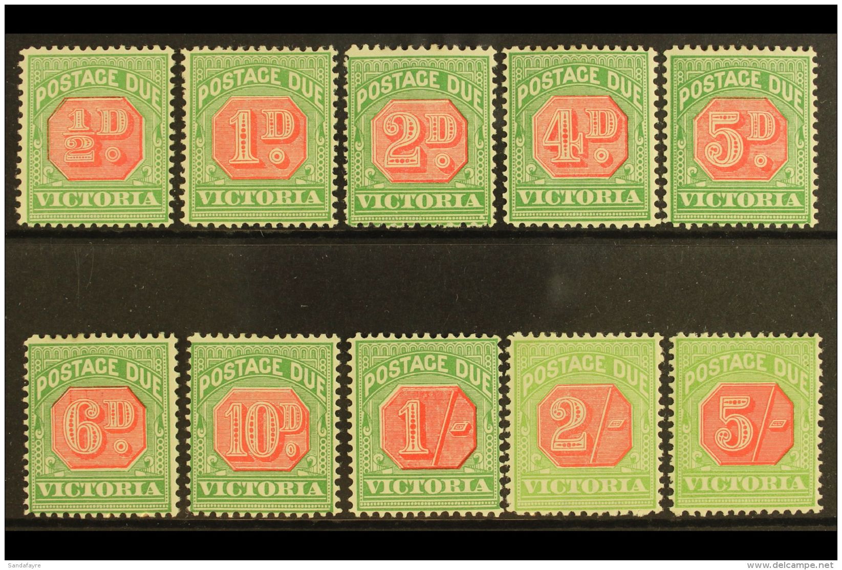 VICTORIA POSTAGE DUES 1895-96 Set Complete, SG D11/20, Very Fine Mint (10 Stamps) For More Images, Please Visit... - Autres & Non Classés