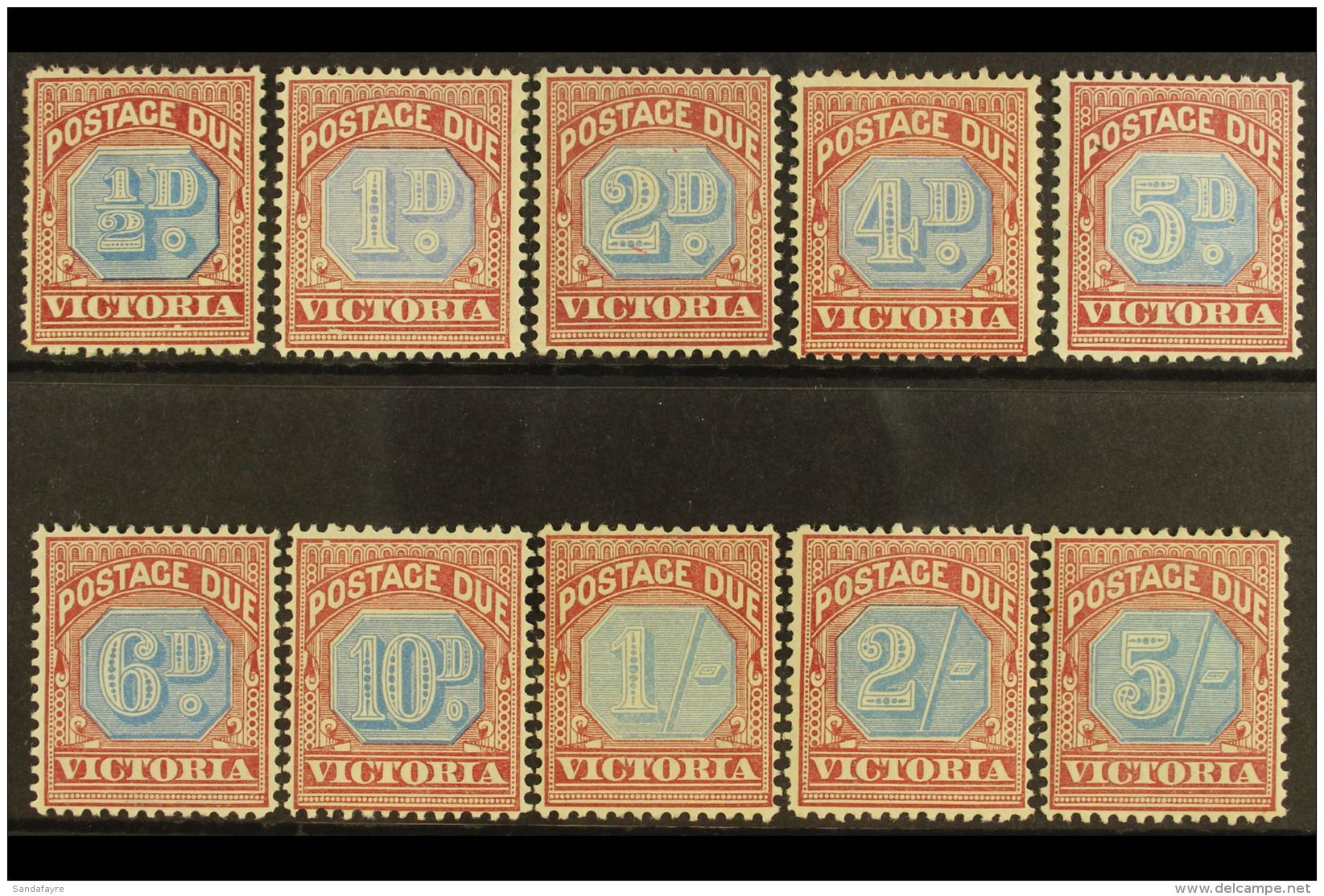 VICTORIA POSTAGE DUES 1890-94 Complete Set, SG D1/D10, Fine Mint. (10 Stamps) For More Images, Please Visit... - Sonstige & Ohne Zuordnung