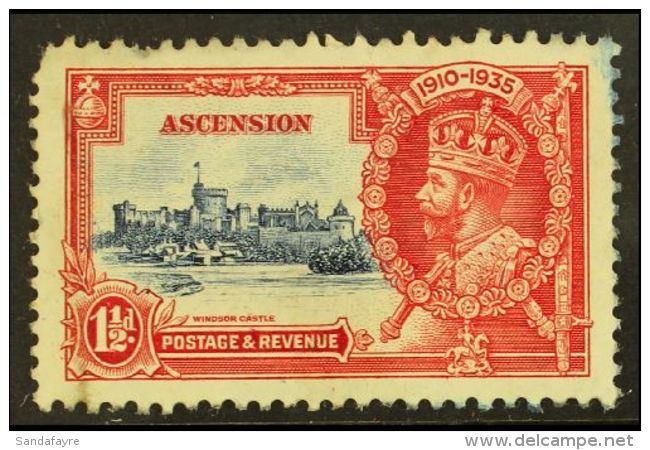 1935 1&frac12;d Deep Blue &amp; Scarlet "Jubilee" With "Kite &amp; Horizontal Log" Variety, SG 31L, Mint With Perf... - Ascensione