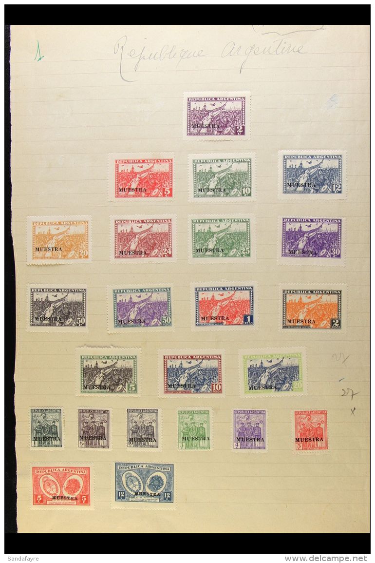 UPU SPECIMEN PAGES A Fabulous Collection Of "Specimen" (Muestra) Overprinted Stamps Affixed To UPU Archive Pages... - Autres & Non Classés