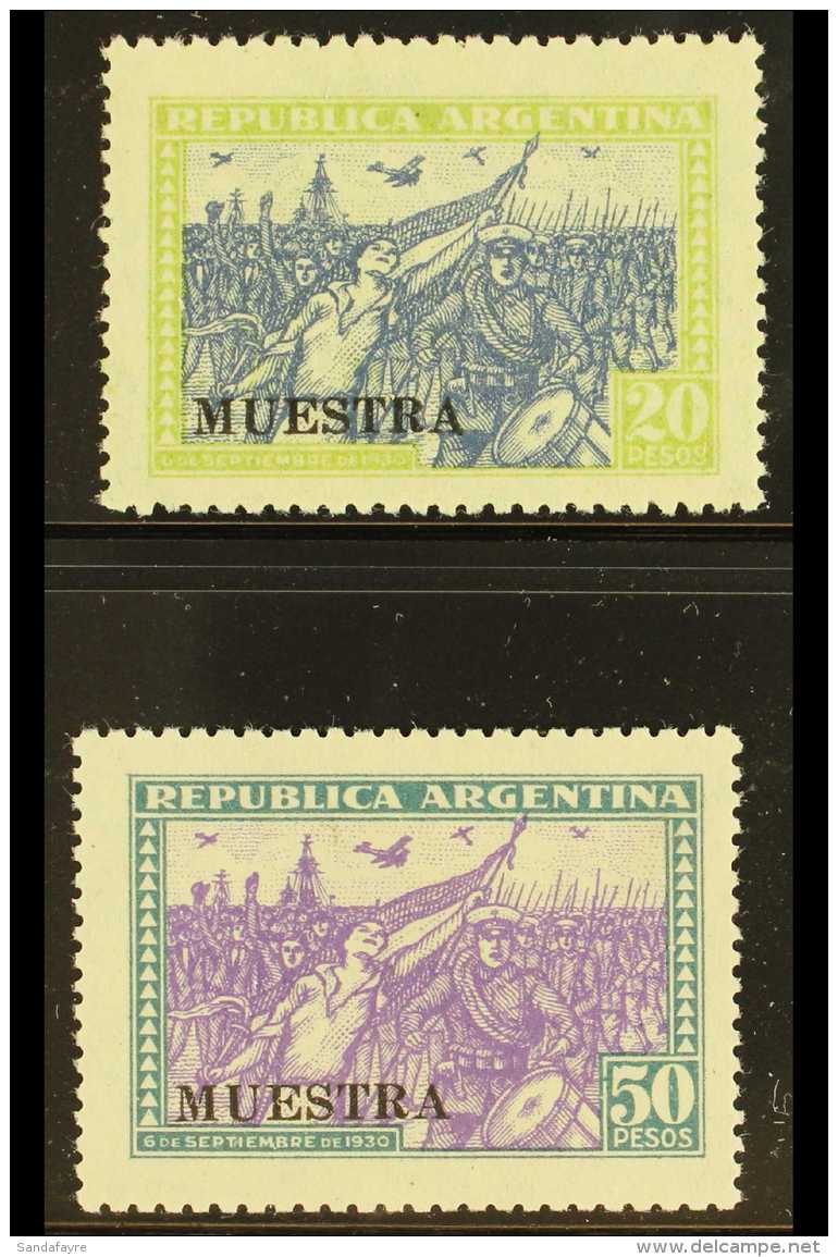 1930 20p Blue &amp; Yellow-green And 50p Violet &amp; Blue-green Revolution Two Top Values With "MUESTRA"... - Altri & Non Classificati