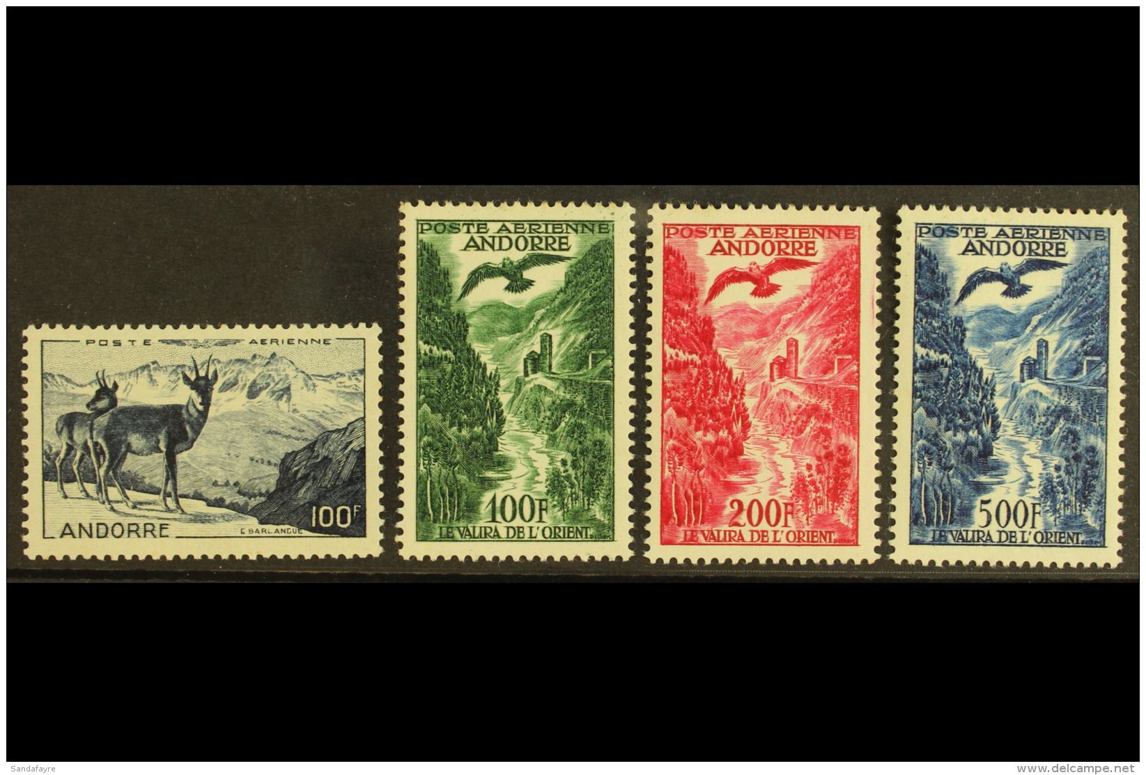 FRENCH AIRMAILS - 1950 100f Blackish Blue &amp; 1955 Set, Yvert 1/4, Either Fine Mint (1950) Or Never Hinged Mint,... - Andere & Zonder Classificatie