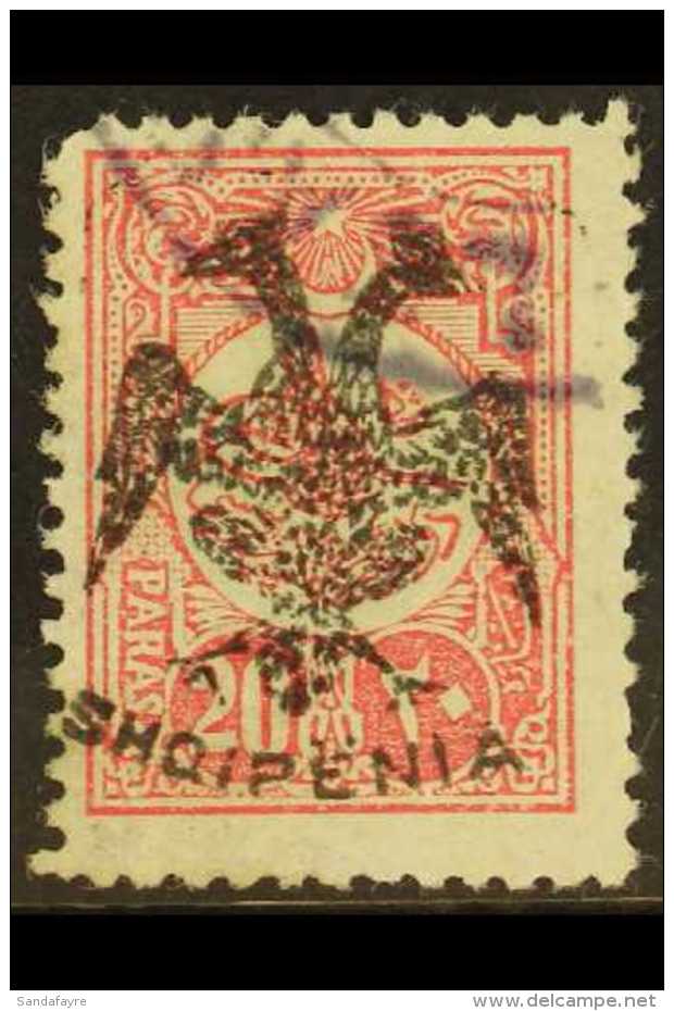 1913 20pa Rose-carmine With "Double Eagle" Handstamp, Ordinary Paper, Perf 12, Michel 6x, Fine Used, Expertised B.... - Albanie