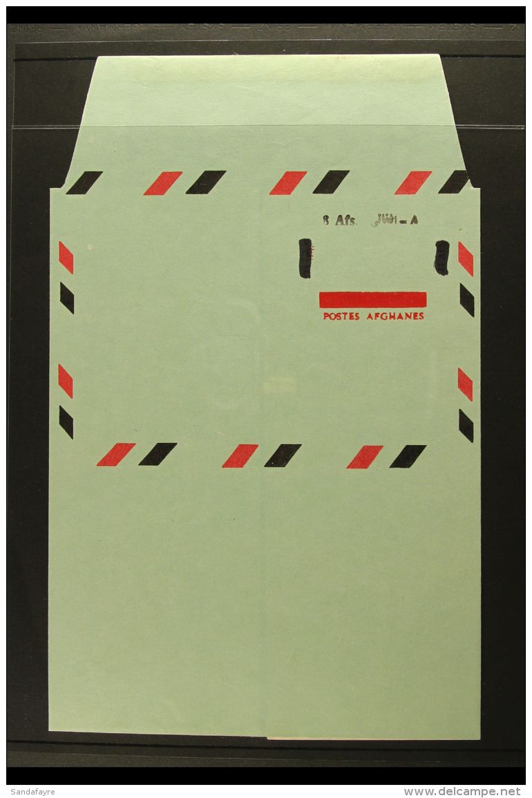AEROGRAMME 1972 8a On 14a Green, Red &amp; Black Type II With GREEN OMITTED (aircraft, All Inscriptions Etc.),... - Afghanistan