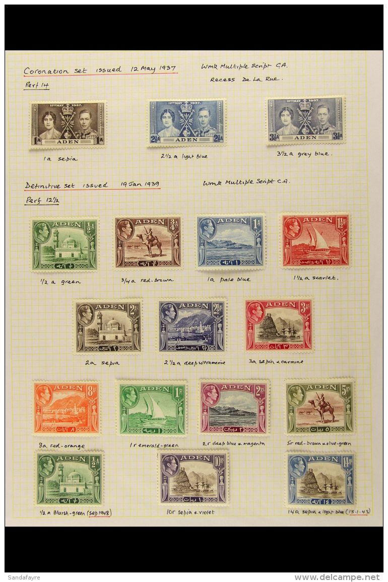 1937-51 VERY FINE MINT KGVI COLLECTION Of Complete Sets Inc 1939-48 Pictorial Set, 1951 Surcharge Set, HADHRAMAUT... - Aden (1854-1963)
