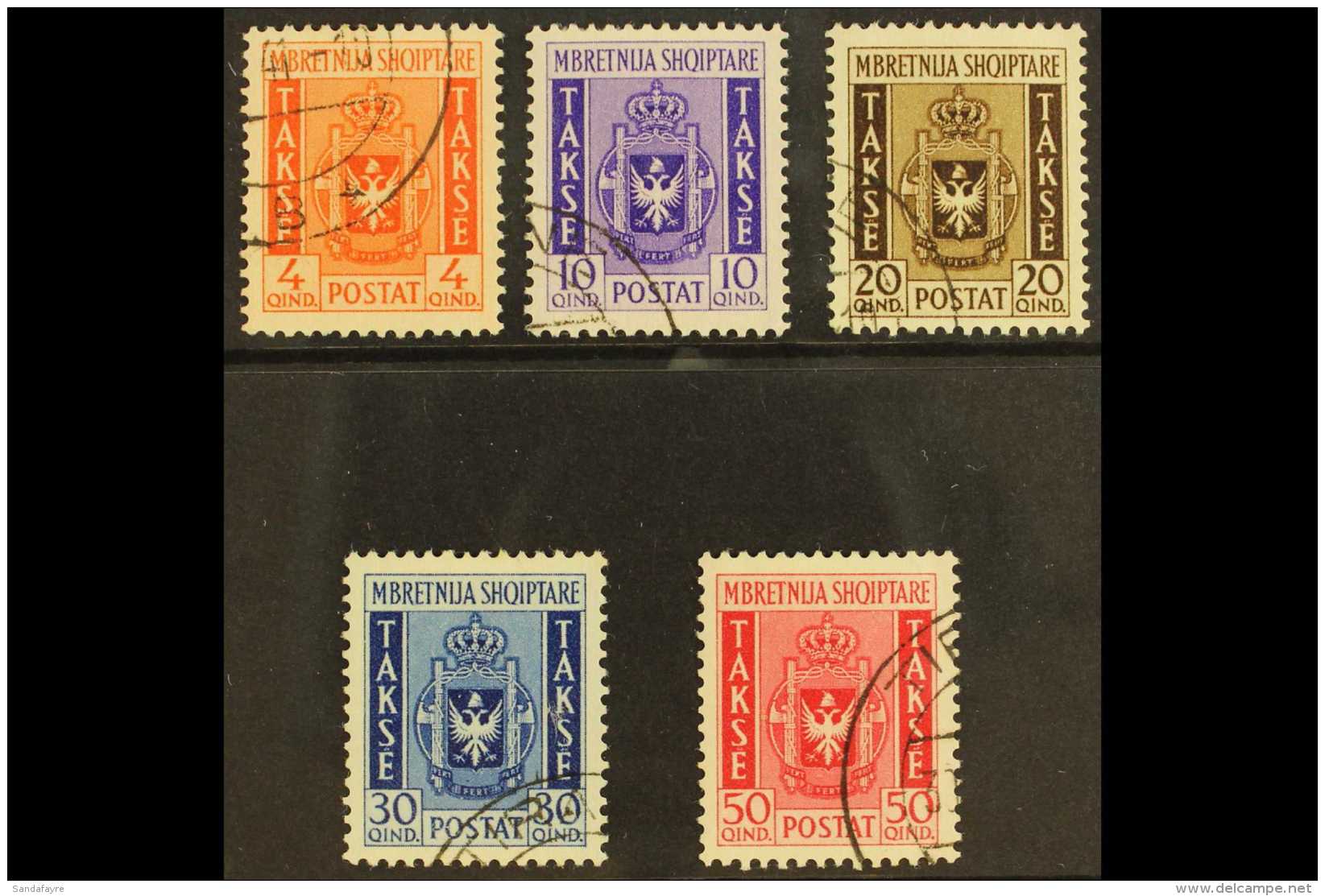 WWII - ITALIAN OCCUPATION OF ALBANIA 1940 Postage Due Set Compete, Sass S9, Very Fine Used. (5 Stamps) For More... - Non Classificati