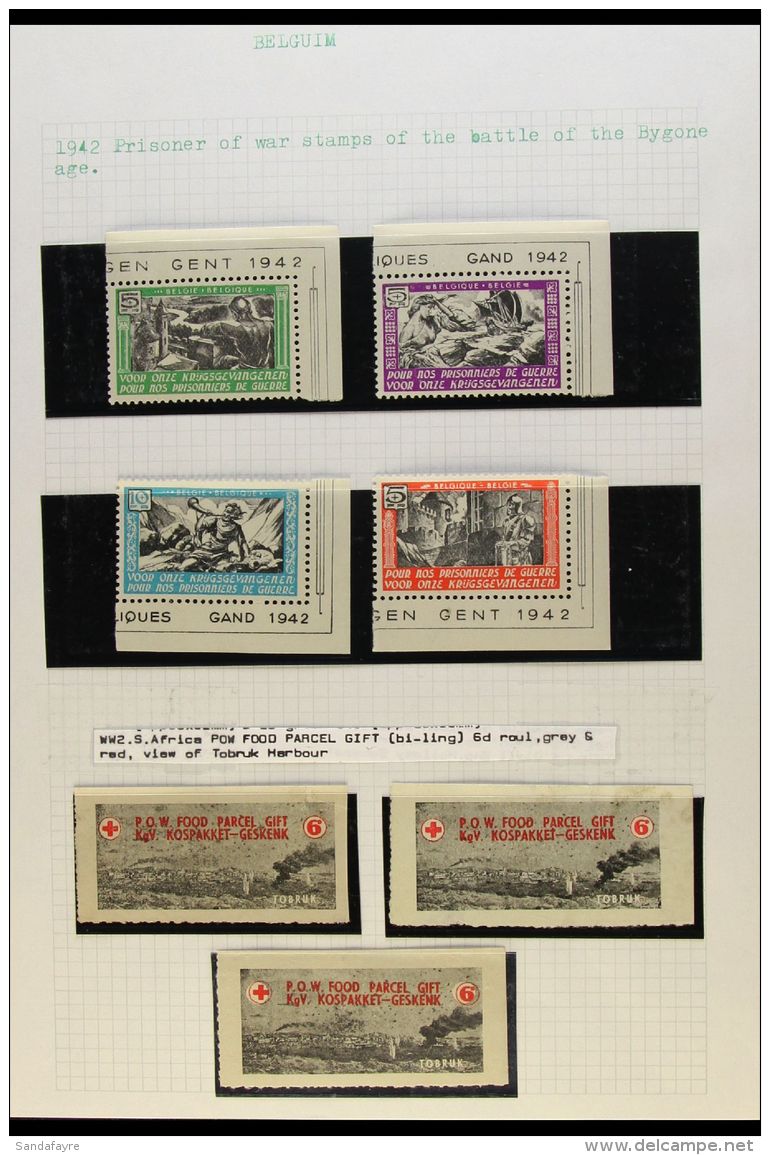 WWI &amp; WWII PRISONERS OF WAR 1914-1945 Interesting Collection On Album Pages, Includes Various Mint Labels With... - Non Classificati