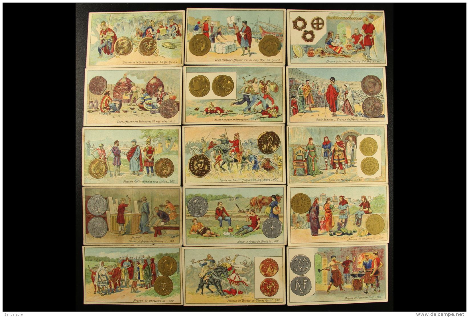 GOLD &amp; SILVER France Circa 1905 "Sable Normand" Biscuit Trade Cards In Colour Illustrating The History Of... - Non Classificati